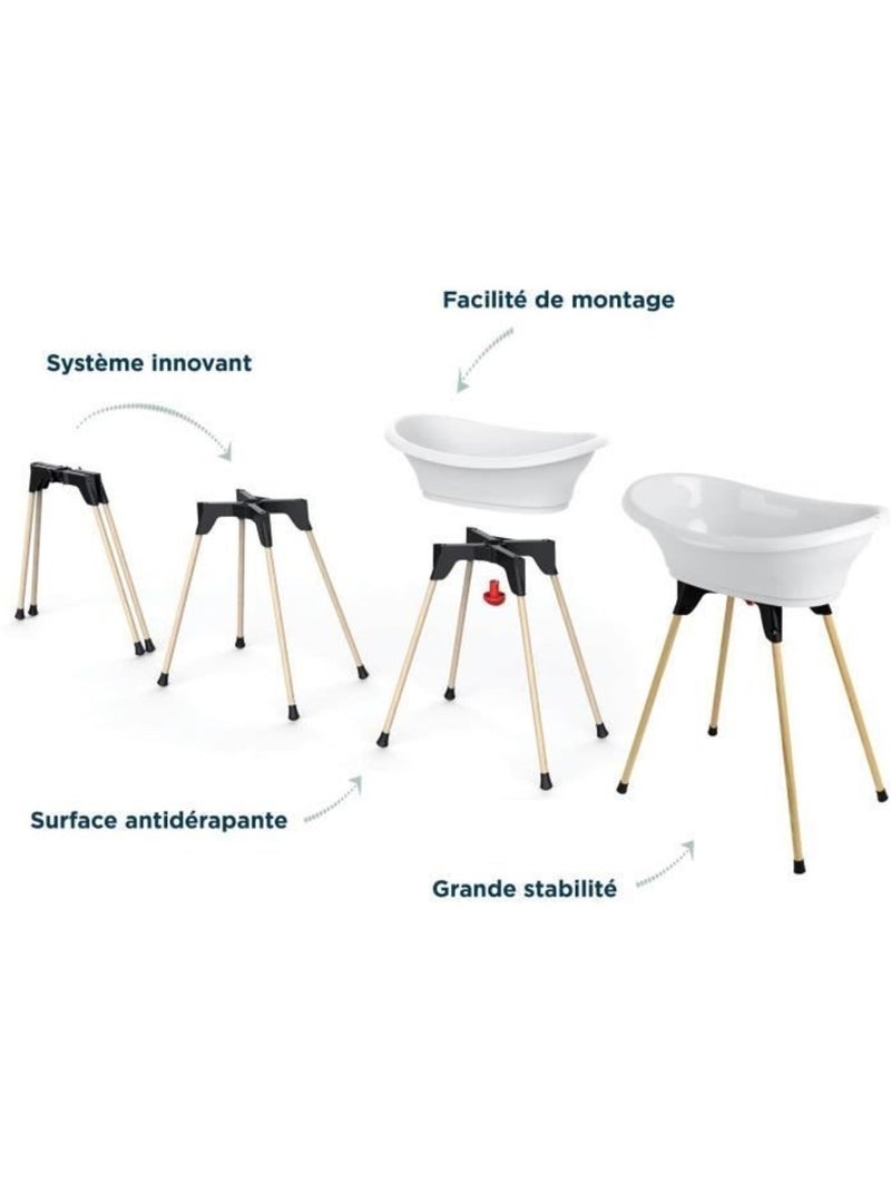 Kit de banho bebé thermobaby vasco com suporte dobrável e tubo de escoamento Branco - Kiabi