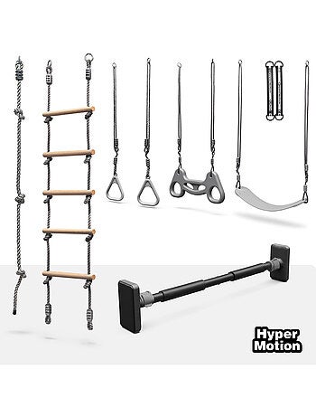 Kit de ginástica 6 em 1 hypermotion com escada, baloiço, trapézio e corda de escalada