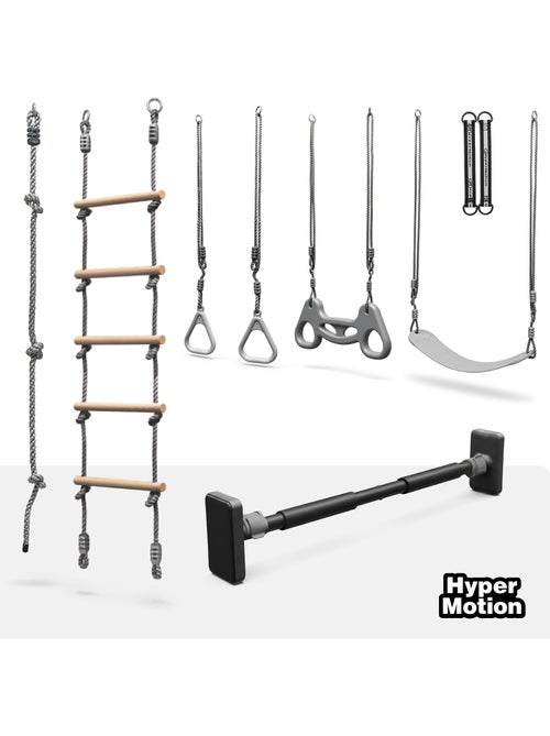 Kit de ginástica 6 em 1 hypermotion com escada, baloiço, trapézio e corda de escalada - Kiabi