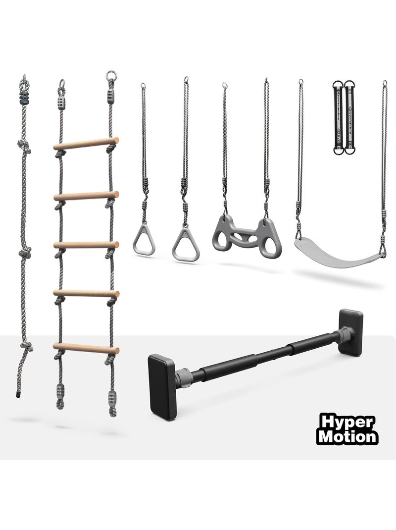 Kit de ginástica 6 em 1 hypermotion com escada, baloiço, trapézio e corda de escalada Bege - Kiabi