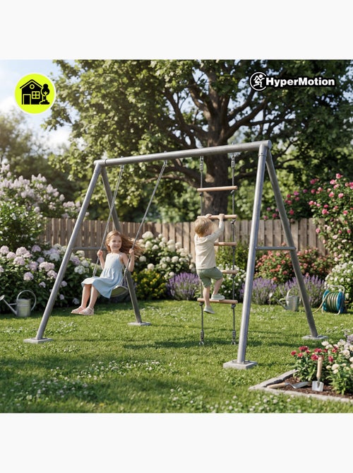 Kit de ginástica 6 em 1 hypermotion com escada, baloiço, trapézio e corda de escalada - Kiabi