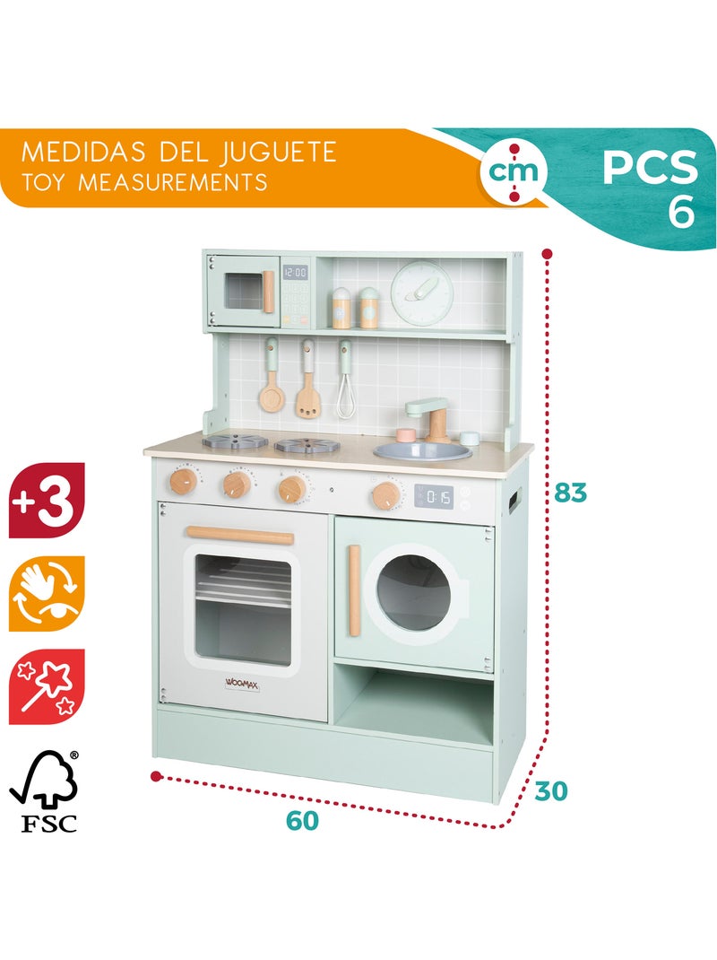 Kitchenette de madeira c/elementos interativos e acessórios WOOMAX N/D - Kiabi