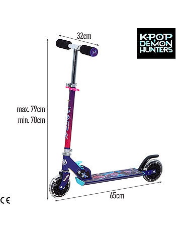 Kpop demon hunters patinete dobrável com 2 rodas e luzes