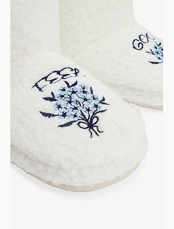 Kırık feel good pantufas de casa bordadas com slogan penti
