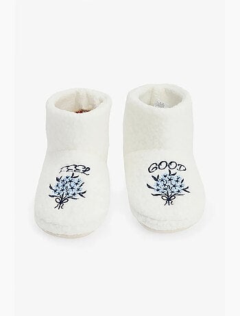 Kırık feel good pantufas de casa bordadas com slogan penti