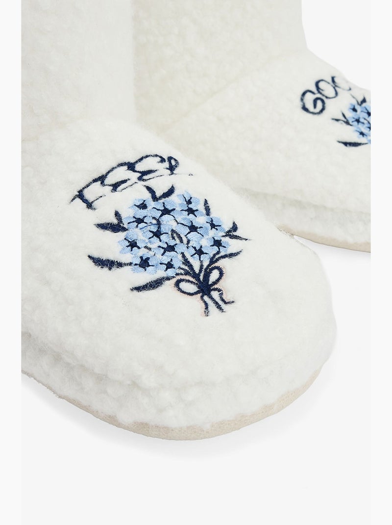 Kırık feel good pantufas de casa bordadas com slogan penti Branco sujo - Kiabi