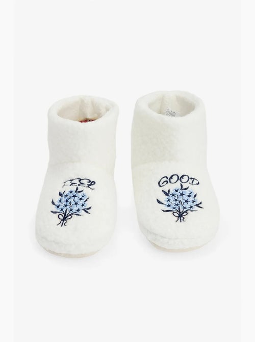 Kırık feel good pantufas de casa bordadas com slogan penti - Kiabi Kırık feel good pantufas de casa bordadas com slogan penti - Kiabi