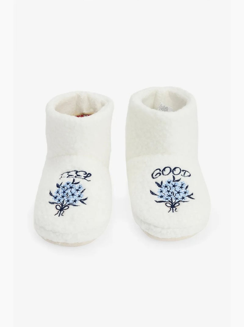 Kırık feel good pantufas de casa bordadas com slogan penti Branco sujo - Kiabi