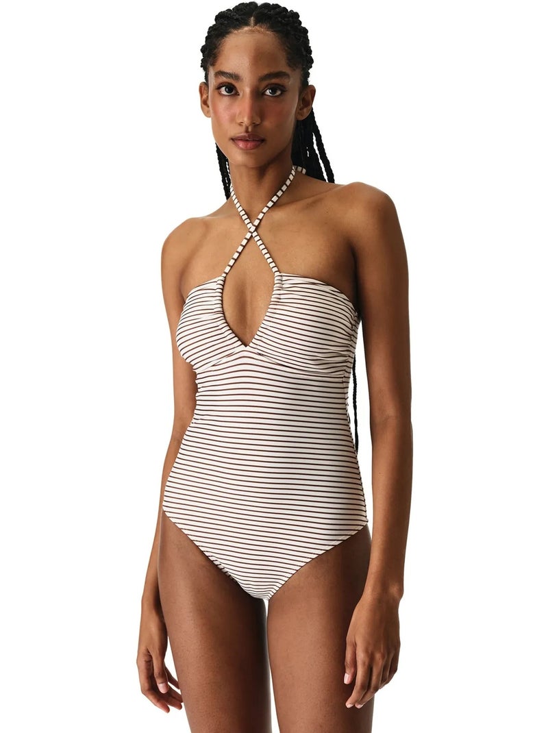 Kylee bandeau fato de banho às riscas bandeau penti Branco sujo - Kiabi