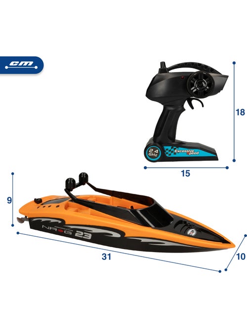 Lancha com controle remoto 31 cm racing boat - Kiabi