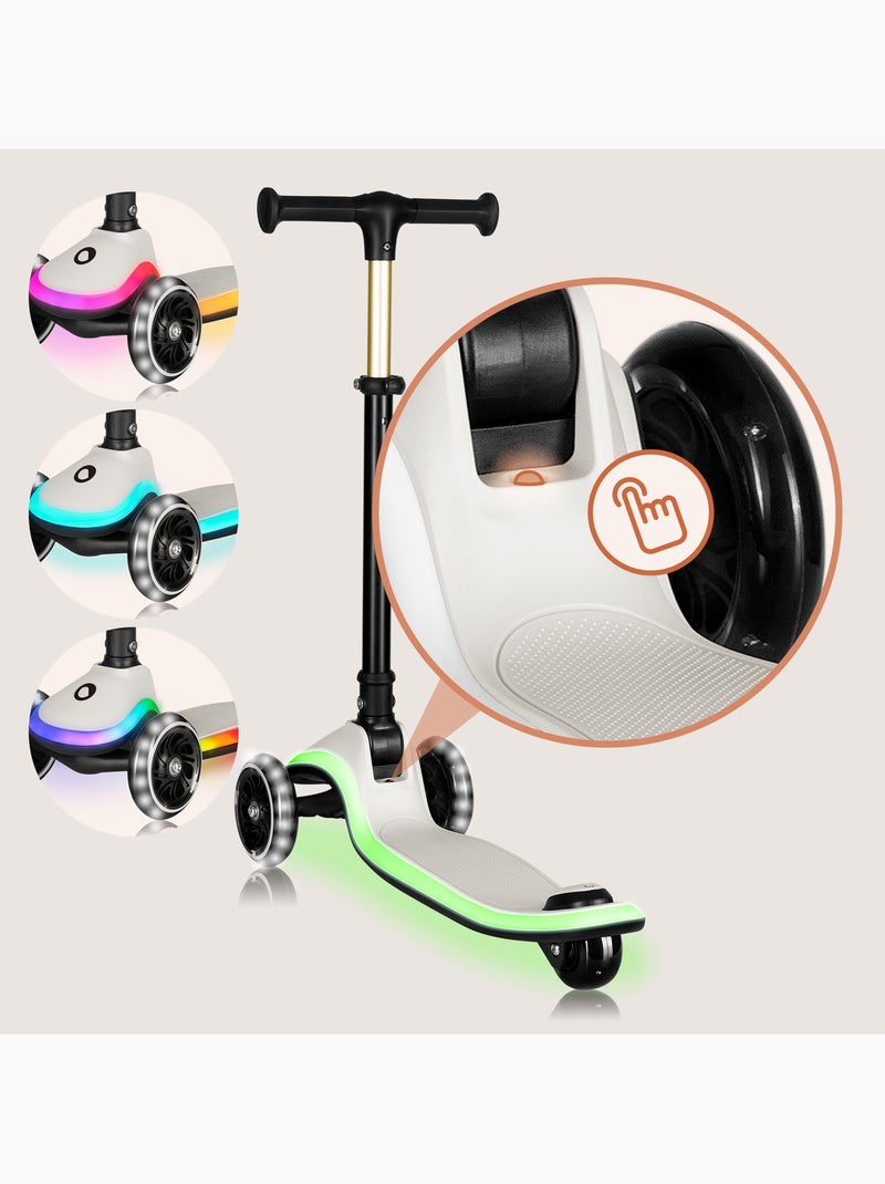 Language Patinete infantil LIONELO Mey com capacete – 3 rodas com luzes – altura ajustável Bege - Kiabi