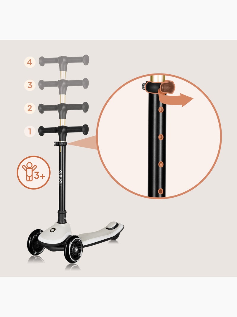 Language Patinete infantil LIONELO Mey com capacete – 3 rodas com luzes – altura ajustável Bege - Kiabi