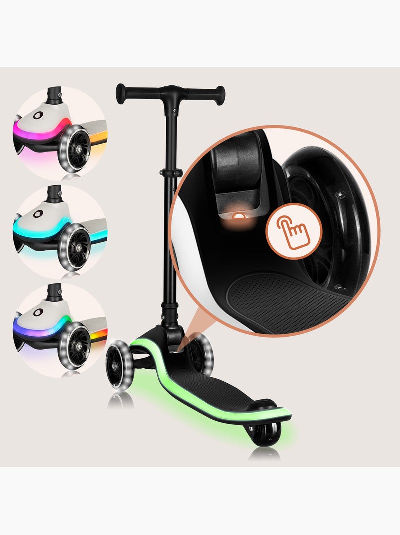 Language Patinete infantil LIONELO Mey com capacete – 3 rodas com luzes – altura ajustável Preto - Kiabi