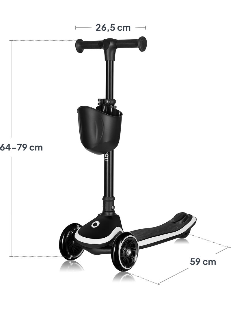 Language Patinete infantil LIONELO Mey com capacete – 3 rodas com luzes – altura ajustável Preto - Kiabi
