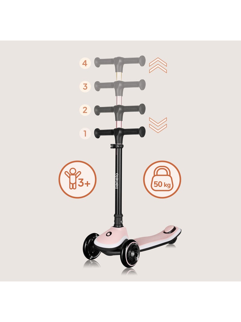 Language Patinete infantil LIONELO Mey com capacete – 3 rodas com luzes – altura ajustável Rosa - Kiabi