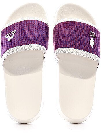 Le Coq Sportif Slide: Chinelos Unissexo Branco/Azul/Vermelho