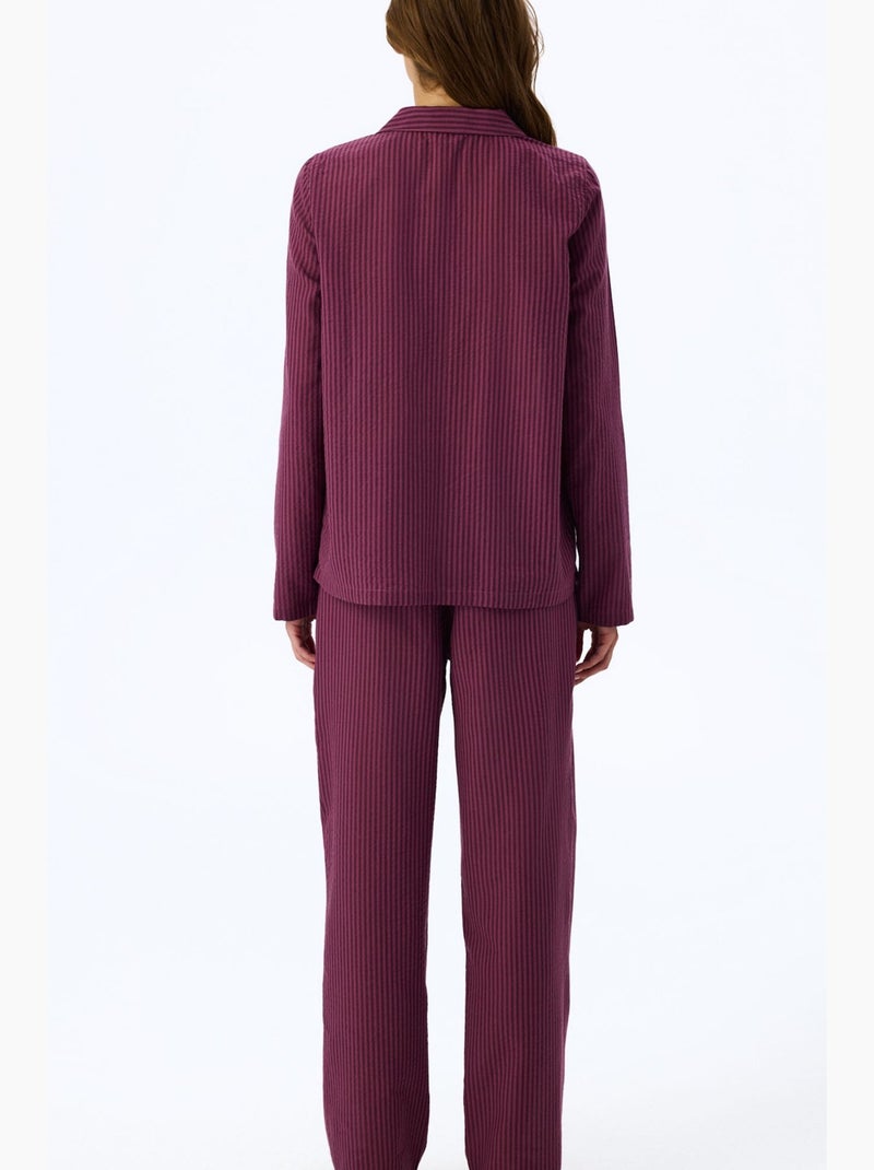 Lea conjunto de pijama às riscas com camisa e calça, manga comprida penti Vermelho bordô - Kiabi