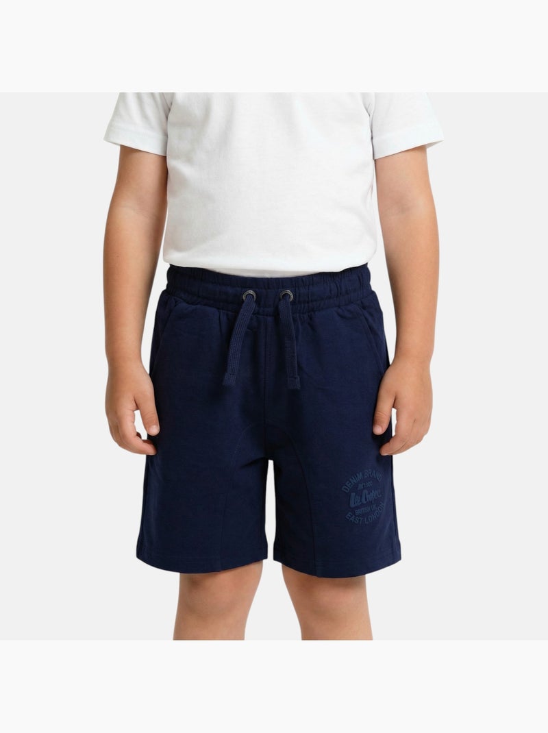 Lee cooper - bermudas de malha felpuda com cordão na cintura e logótipo impresso Azul-marinho - Kiabi