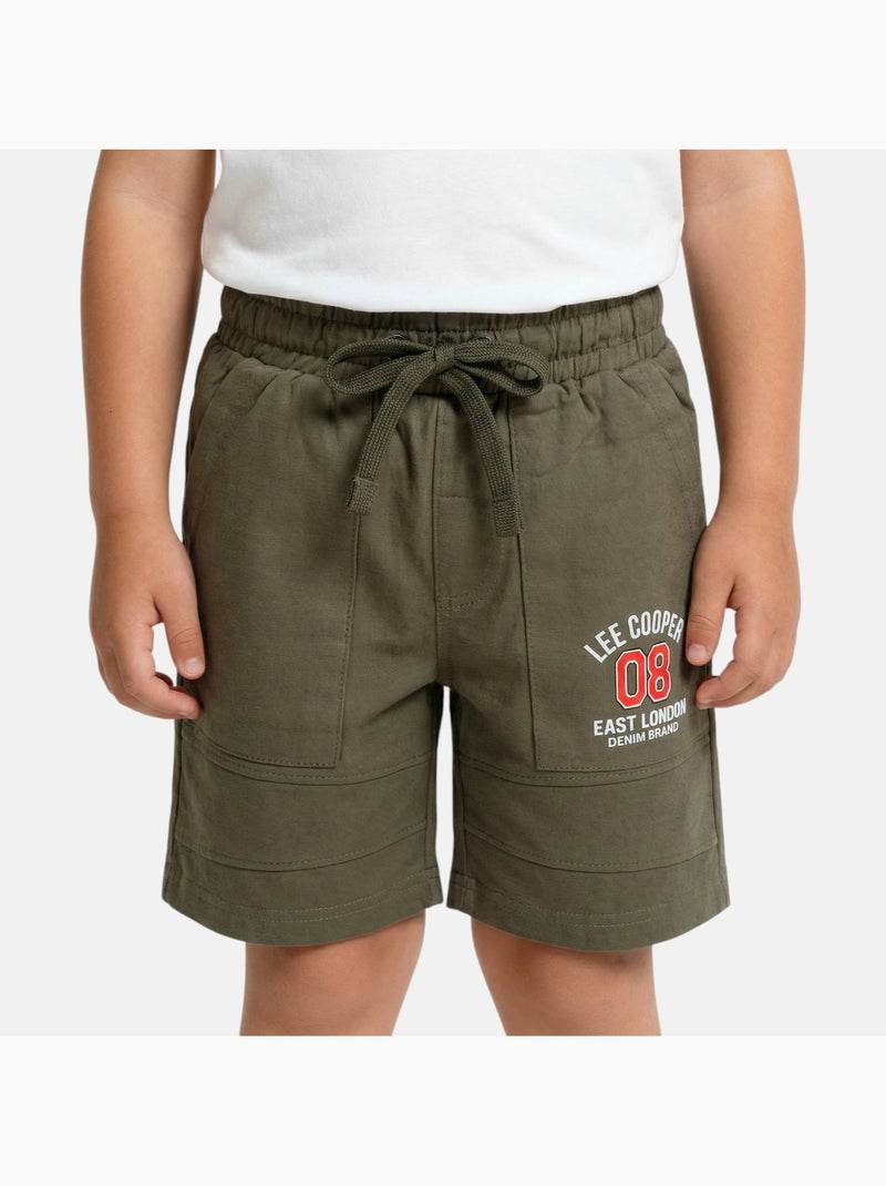 Lee cooper - bermudas de malha felpuda com cordão na cintura e logótipo impresso Cáqui - Kiabi
