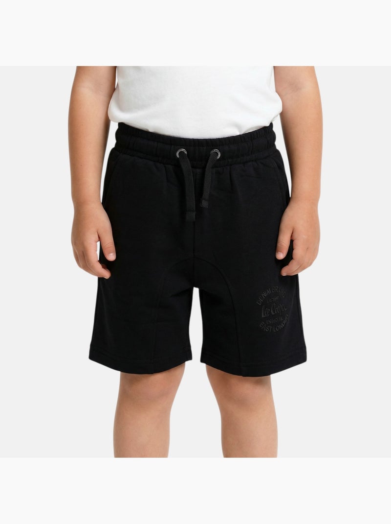 Lee cooper - bermudas de malha felpuda com cordão na cintura e logótipo impresso Preto - Kiabi