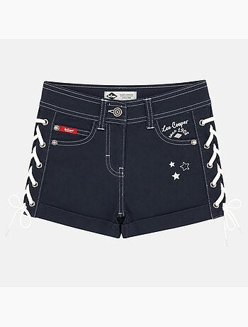 Lee cooper - calção de ganga menina com detalhe entrançado