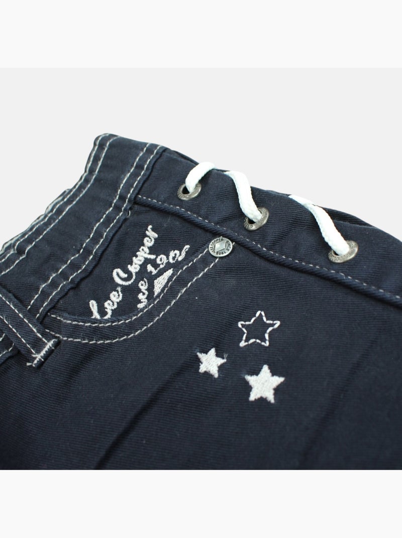 Lee Cooper - Calção de ganga menina com detalhe entrançado Azul-marinho - Kiabi