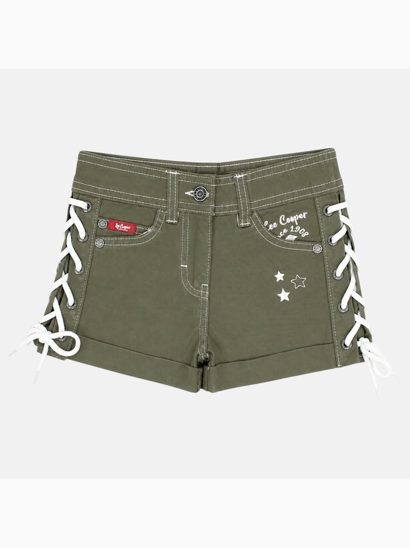 Lee Cooper - Calção de ganga menina com detalhe entrançado Cáqui - Kiabi