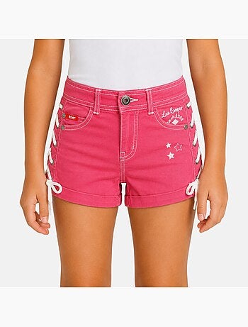 Lee cooper - calção de ganga menina com detalhe entrançado