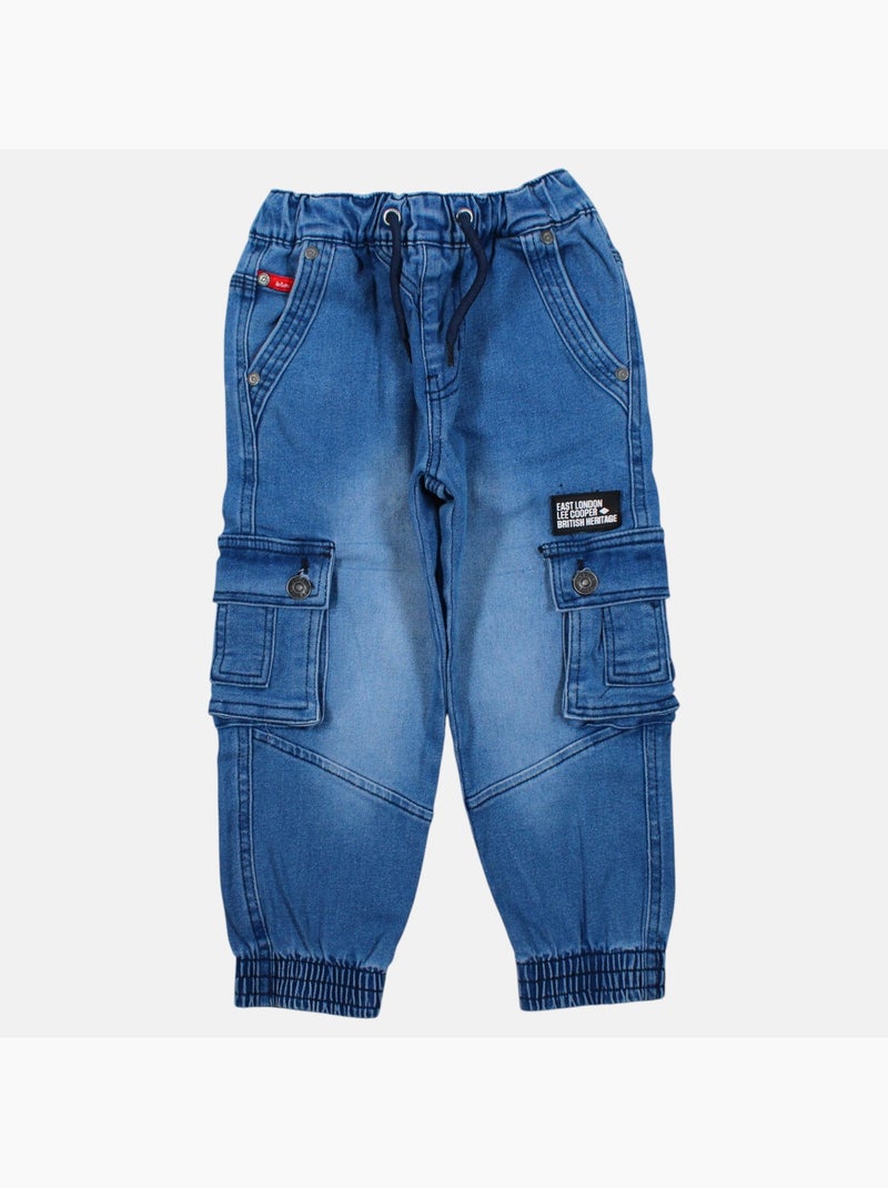 Lee cooper - calças cargo de corte largo, com cordão na cintura Azul - Kiabi