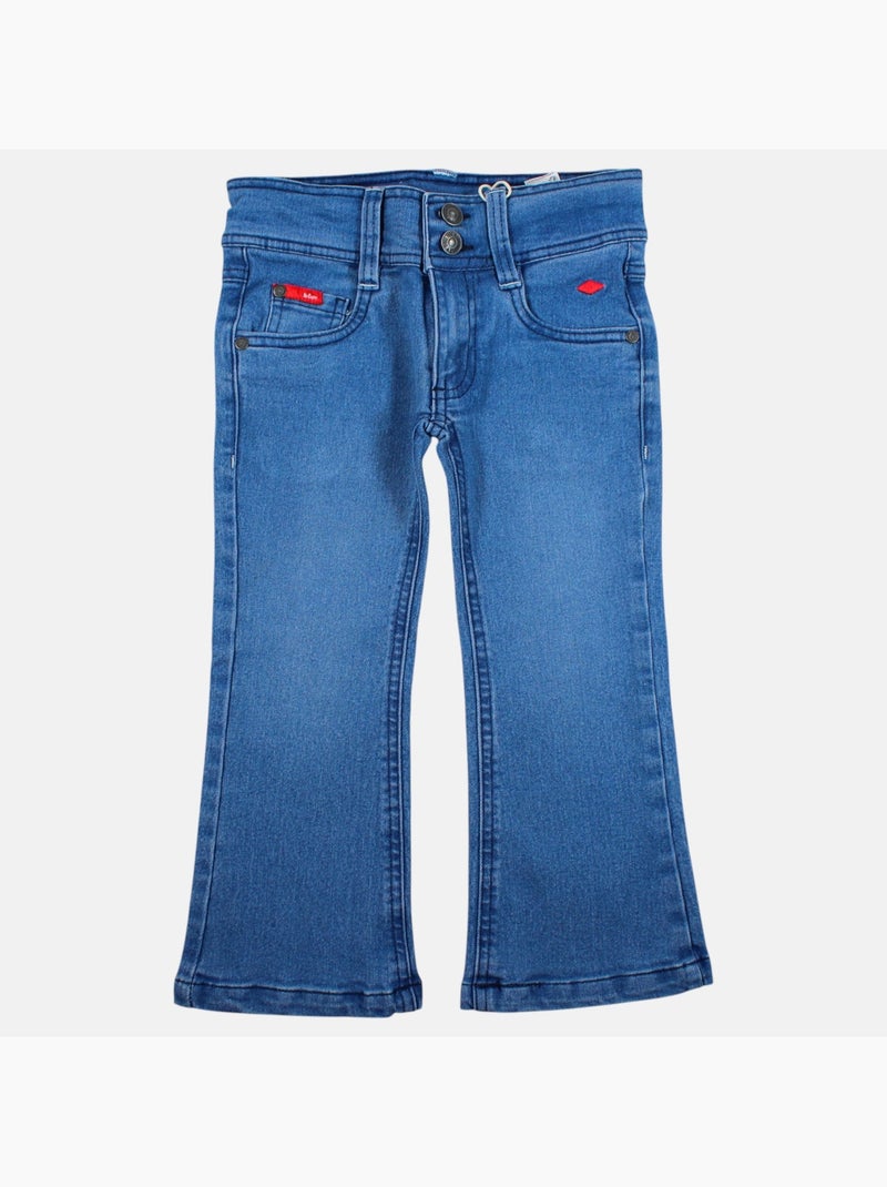 Lee cooper - calças de ganga de corte largo, cintura alta com botões Azul-jeans - Kiabi