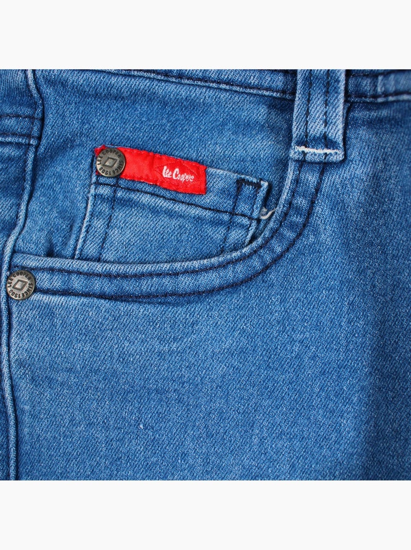 Lee cooper - calças de ganga de corte largo, cintura alta com botões Azul-jeans - Kiabi