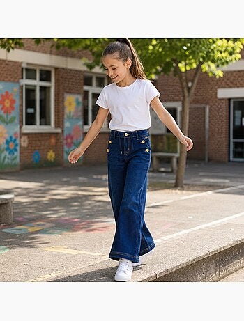 Lee cooper - calças de ganga de corte largo, cintura alta com botões