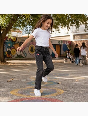 Lee cooper - calças de ganga de corte largo, cintura alta com botões