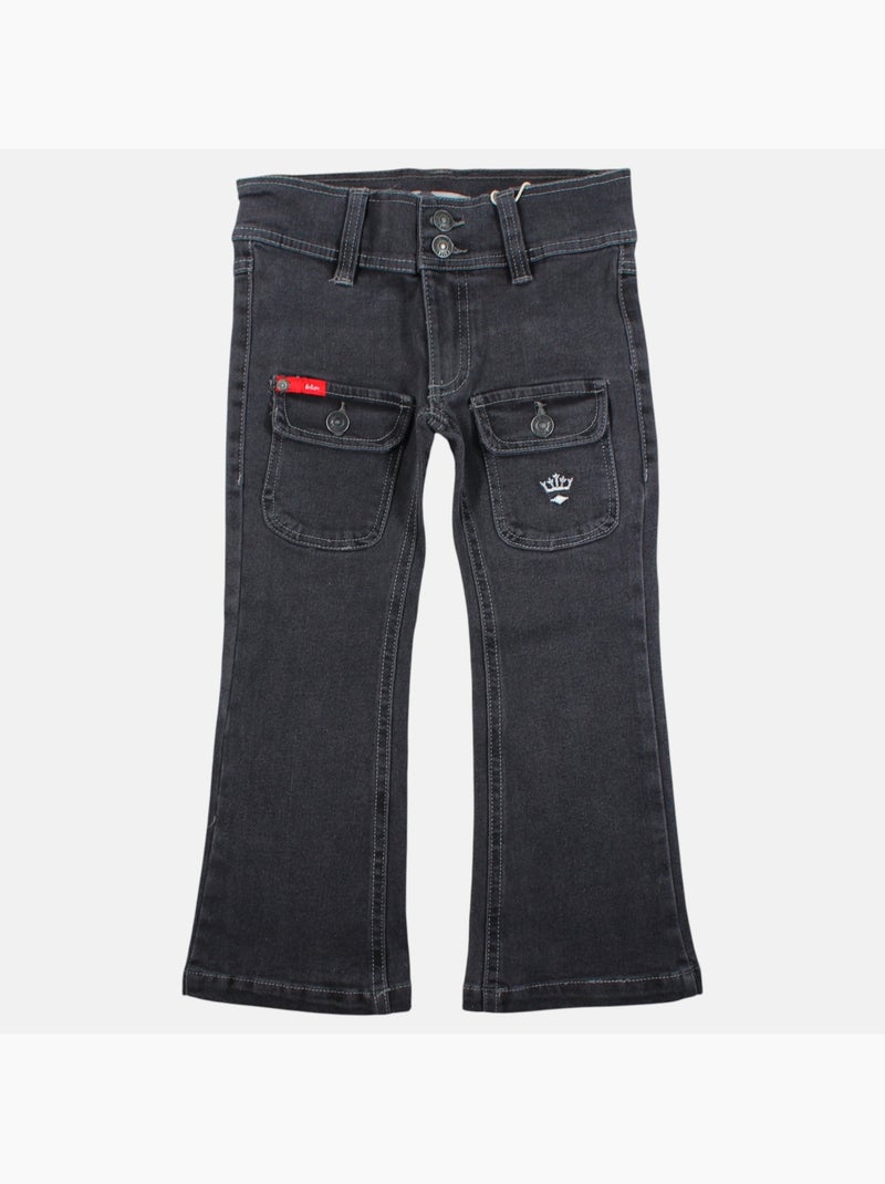 Lee cooper - calças de ganga de corte largo, cintura alta com botões Cinza - Kiabi