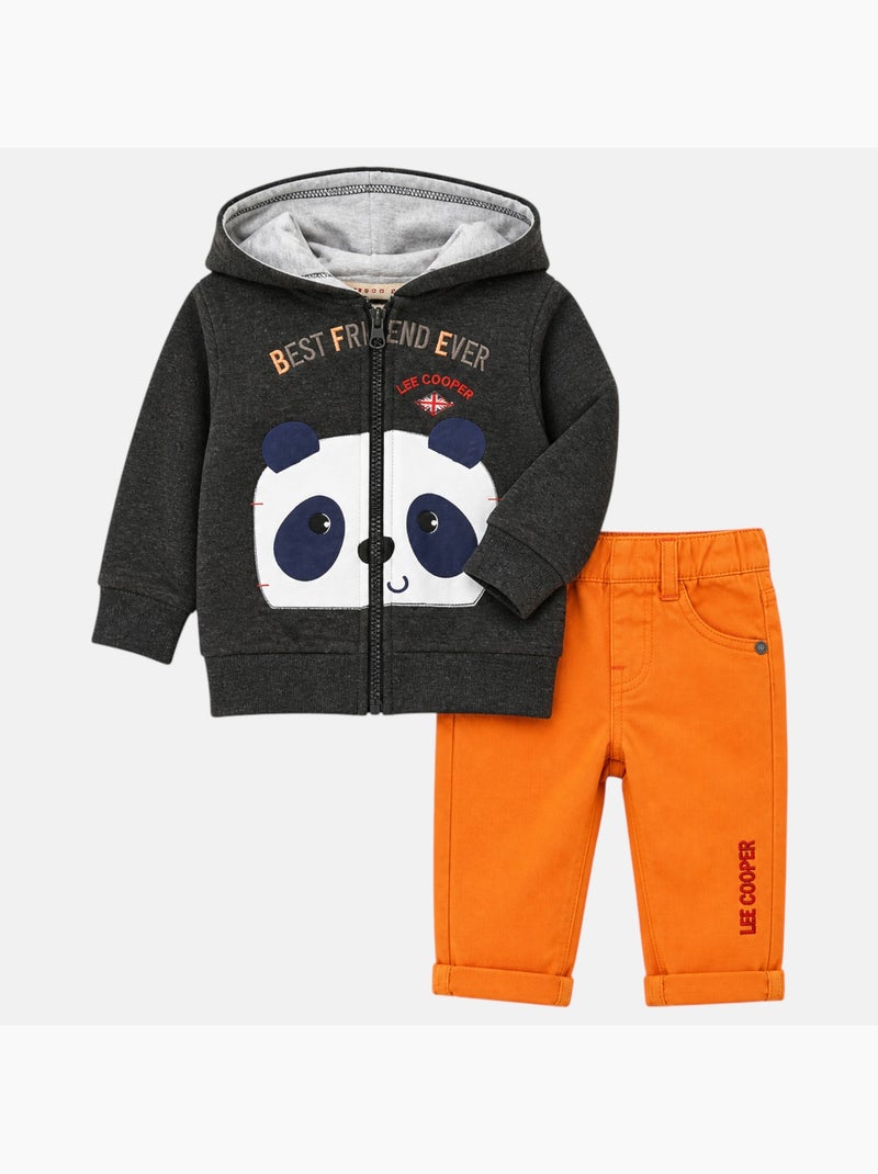 Lee Cooper - Casaco com capuz com estampa panda e calças Cinza escuro - Kiabi