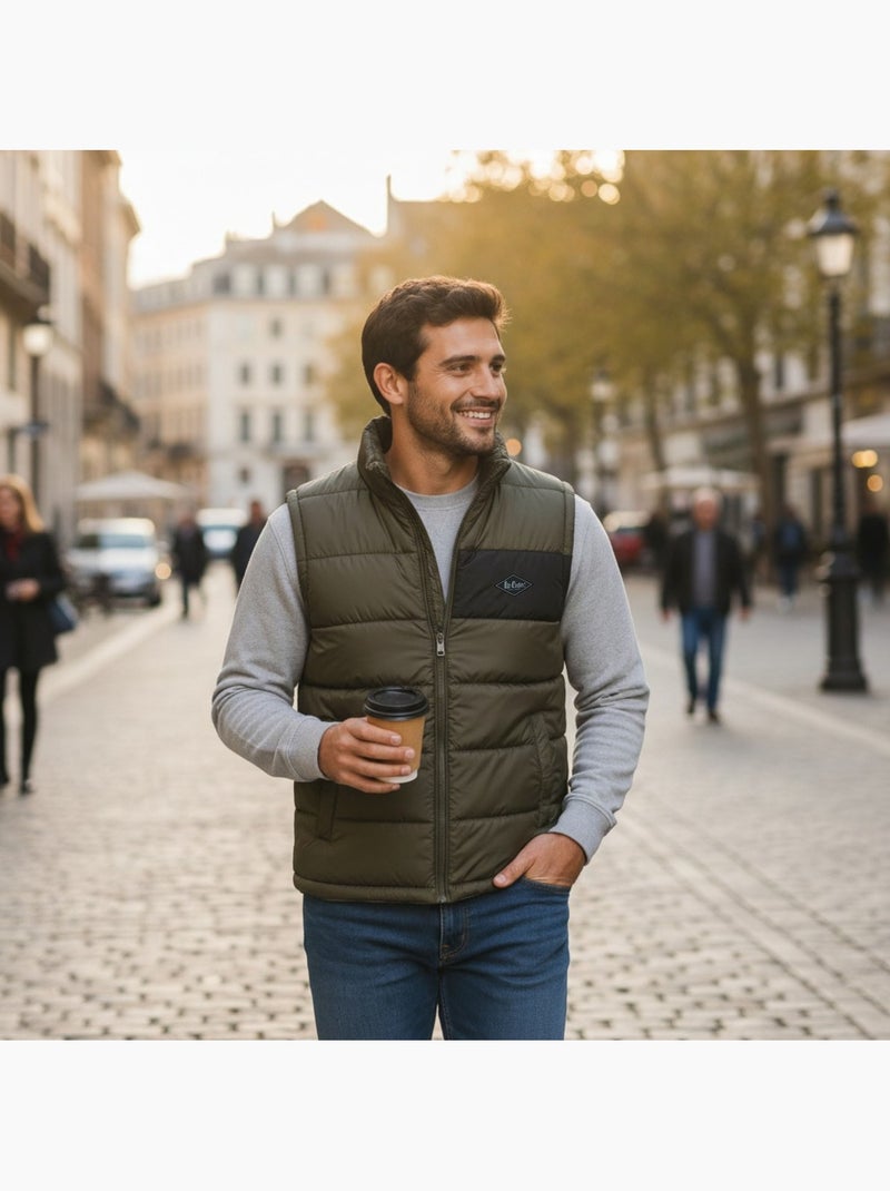 Lee cooper - colete acolchoado sem mangas para homem Cáqui - Kiabi
