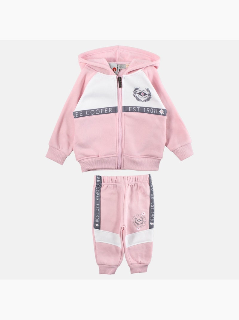 Lee Cooper - Conjunto bebé menina casaco com capuz e calças de jogging Rosa-claro - Kiabi