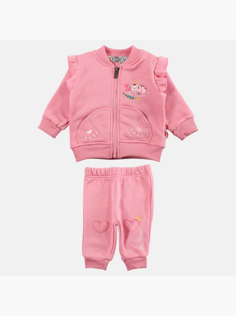 Lee Cooper - Conjunto bebé menina casaco e calças de jogging Rosa - Kiabi