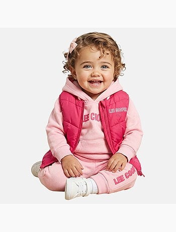 Lee Cooper - Conjunto bebé menina sweat com capuz e calças de jogging com casaco acolchoado