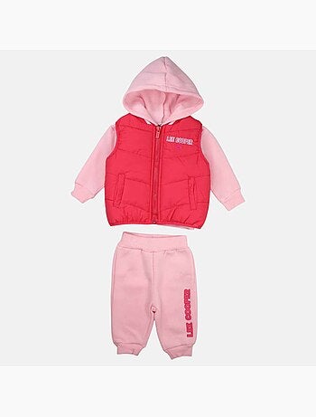 Lee Cooper - Conjunto bebé menina sweat com capuz e calças de jogging com casaco acolchoado