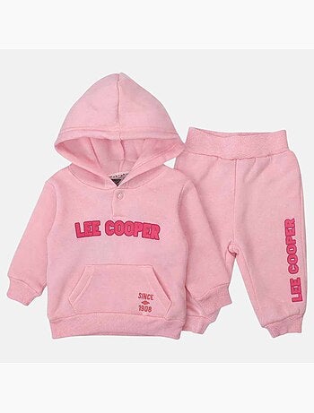 Lee Cooper - Conjunto bebé menina sweat com capuz e calças de jogging com casaco acolchoado