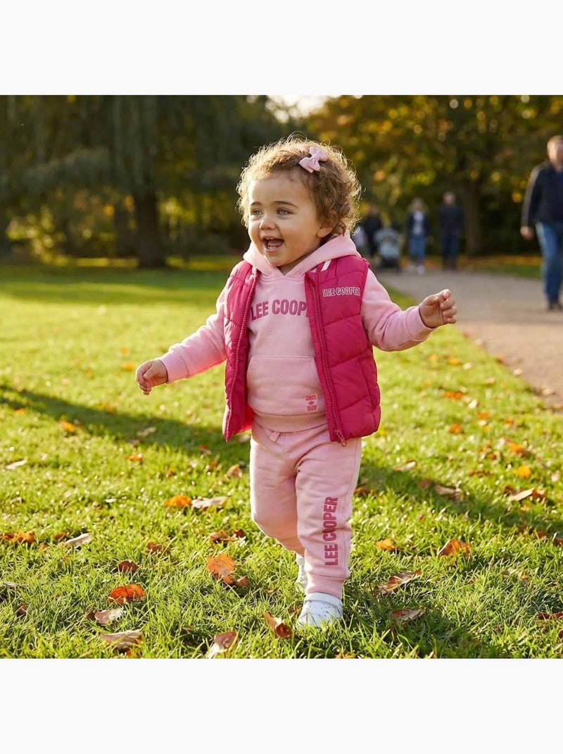 Lee Cooper - Conjunto bebé menina sweat com capuz e calças de jogging com casaco acolchoado Rosa - Kiabi