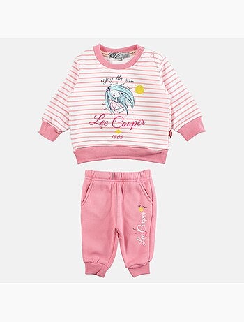 Lee Cooper - Conjunto bebé menina sweat e calças de jogging
