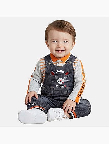Lee Cooper - Conjunto bebé polo manga comprida com jardineiras