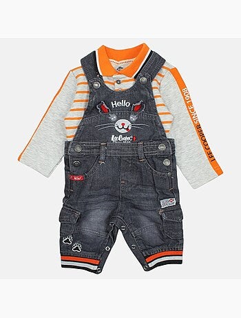 Lee Cooper - Conjunto bebé polo manga comprida com jardineiras