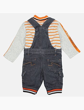 Lee Cooper - Conjunto bebé polo manga comprida com jardineiras