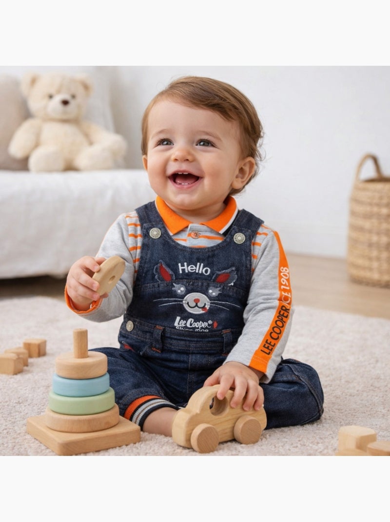 Lee Cooper - Conjunto bebé polo manga comprida com jardineiras Laranja - Kiabi