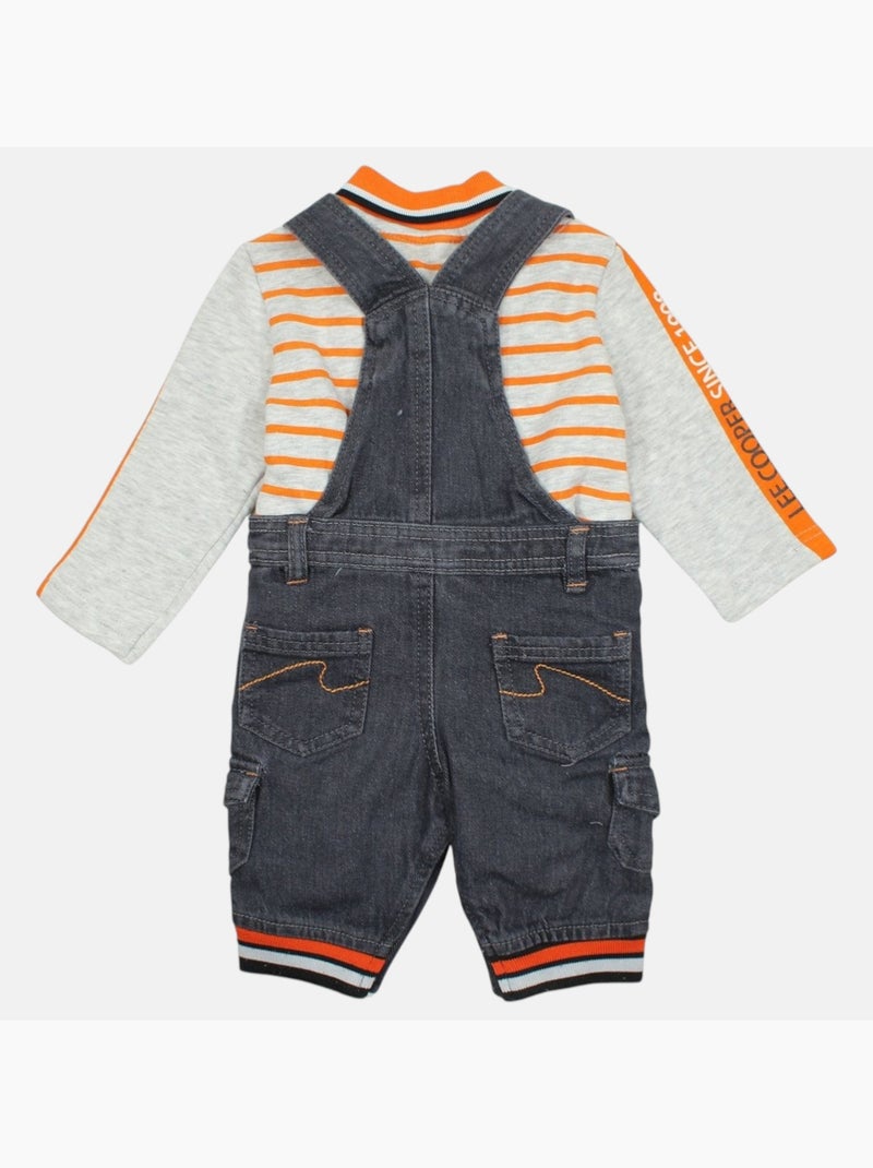 Lee Cooper - Conjunto bebé polo manga comprida com jardineiras Laranja - Kiabi