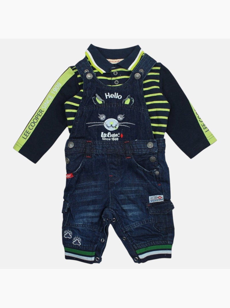 Lee Cooper - Conjunto bebé polo manga comprida com jardineiras Verde - Kiabi