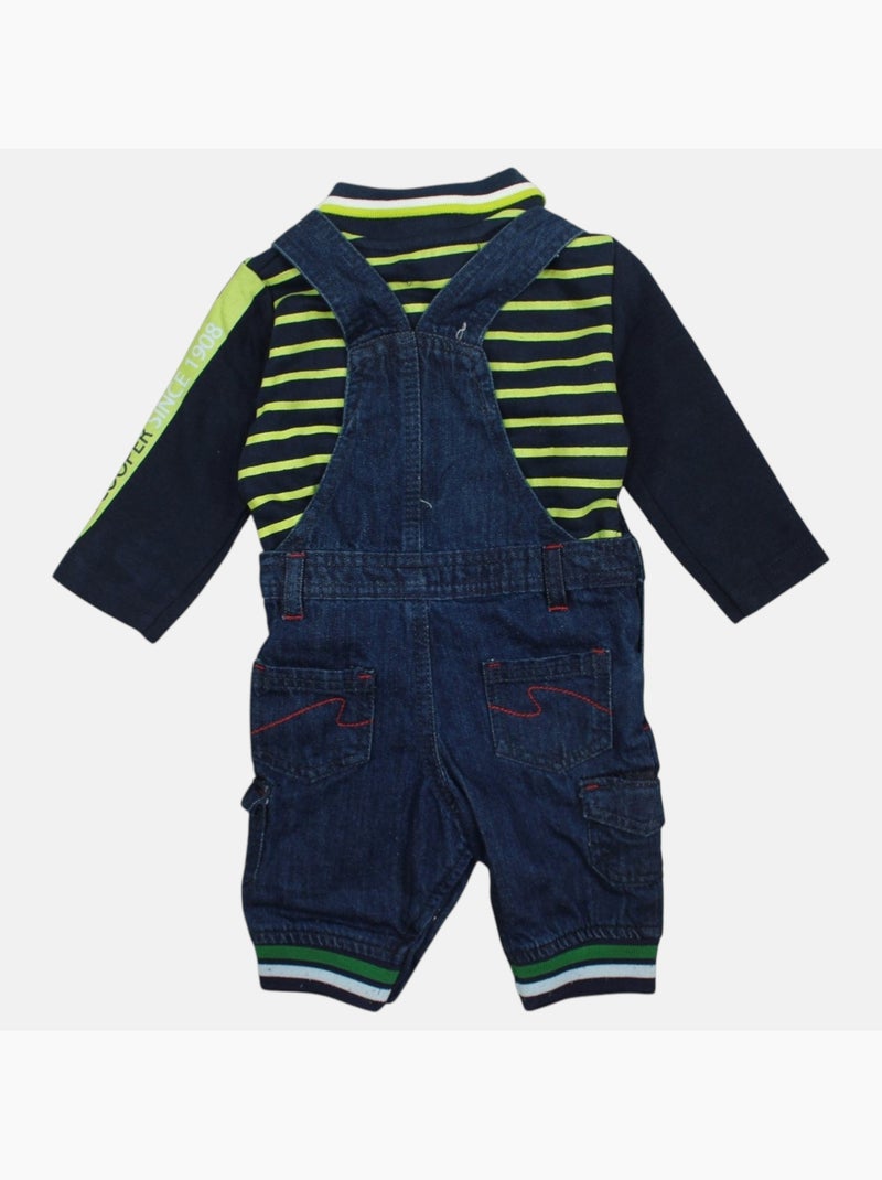 Lee Cooper - Conjunto bebé polo manga comprida com jardineiras Verde - Kiabi